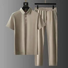 Two-Piece Set | Short Sleeve | Polo Shirt | Co-Ord Set | Men's Clothing-Chaps of London-Beige-M-Chaps of London