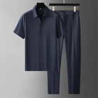 Two-Piece Set | Short Sleeve | Polo Shirt | Co-Ord Set | Men's Clothing-Chaps of London-Navy Blue-M-Chaps of London