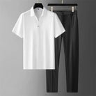 Two-Piece Set | Short Sleeve | Polo Shirt | Co-Ord Set | Men's Clothing-Chaps of London-White-M-Chaps of London