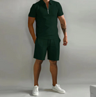 Two-Piece Set | Short Sleeve | Polo Shirt | Shorts and Shirt Set | Men's Clothing-Chaps of London-Green-S-Chaps of London