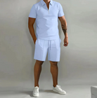 Two-Piece Set | Short Sleeve | Polo Shirt | Shorts and Shirt Set | Men's Clothing-Chaps of London-Light Blue-S-Chaps of London