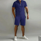 Two-Piece Set | Short Sleeve | Polo Shirt | Shorts and Shirt Set | Men's Clothing-Chaps of London-Navy Blue-S-Chaps of London