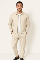 Two-Piece Set - Zip-Up - Co-Ord - Tracksuit - Men's Clothing-Chaps of London-Beige-S-Chaps of London