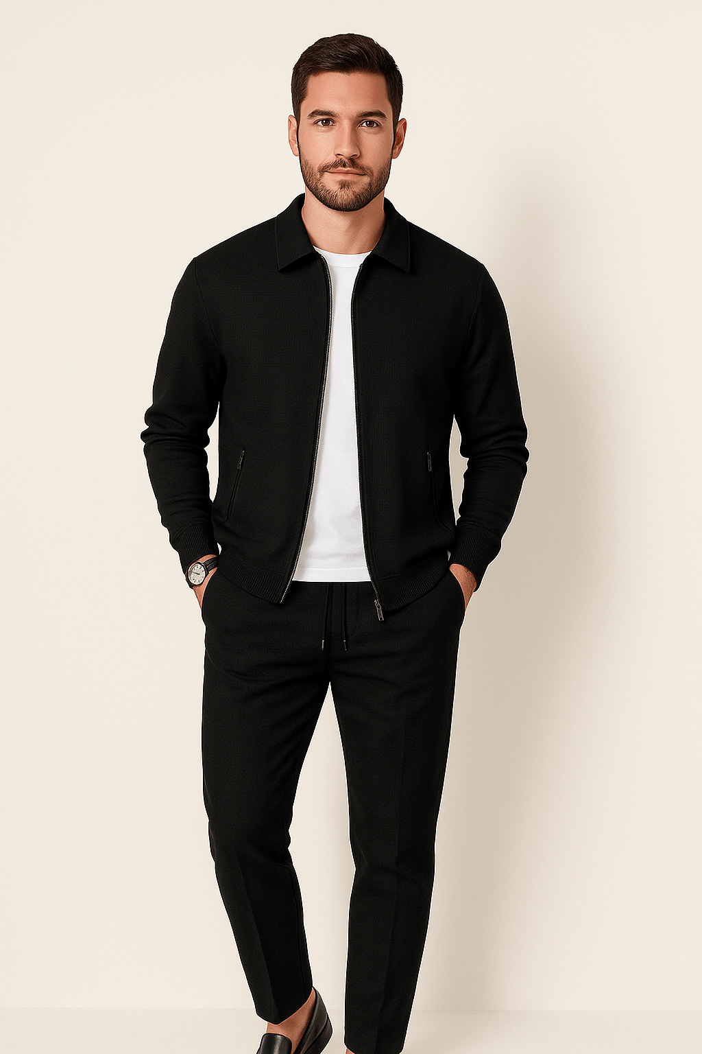 Two-Piece Set - Zip-Up - Co-Ord - Tracksuit - Men's Clothing-Chaps of London-Black-S-Chaps of London