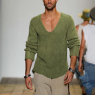 V-Neck Jumper | Long Sleeve | Summer | Knitted Sweater | Men's Clothing-Chaps of London-Green-S-Chaps of London