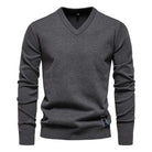 V-Neck Jumper - Men's Classic Casual Long Sleeve Knitted Sweater -Trui man-Chaps of London-Gray-S-Chaps of London