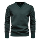 V-Neck Jumper - Men's Classic Casual Long Sleeve Knitted Sweater -Trui man-Chaps of London-Green-S-Chaps of London