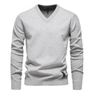 V-Neck Jumper - Men's Classic Casual Long Sleeve Knitted Sweater -Trui man-Chaps of London-Light Gray-S-Chaps of London