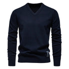 V-Neck Jumper - Men's Classic Casual Long Sleeve Knitted Sweater -Trui man-Chaps of London-Navy Blue-S-Chaps of London