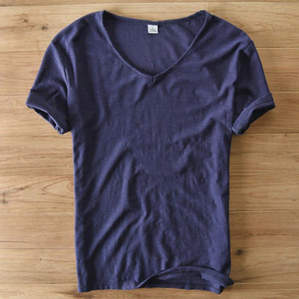 V-Neck T-Shirt | Lightweight | Short Sleeve | Summer Shirt | Men's T-Shirt-Fashion Men T-shirt Summer-Chaps of London-Dark Blue-M-Chaps of London