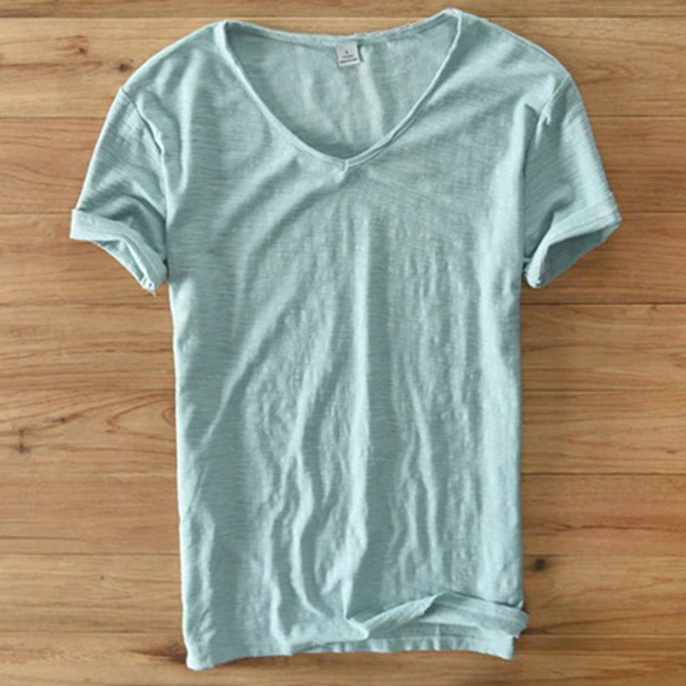 V-Neck T-Shirt | Lightweight | Short Sleeve | Summer Shirt | Men's T-Shirt-Fashion Men T-shirt Summer-Chaps of London-Green-M-Chaps of London