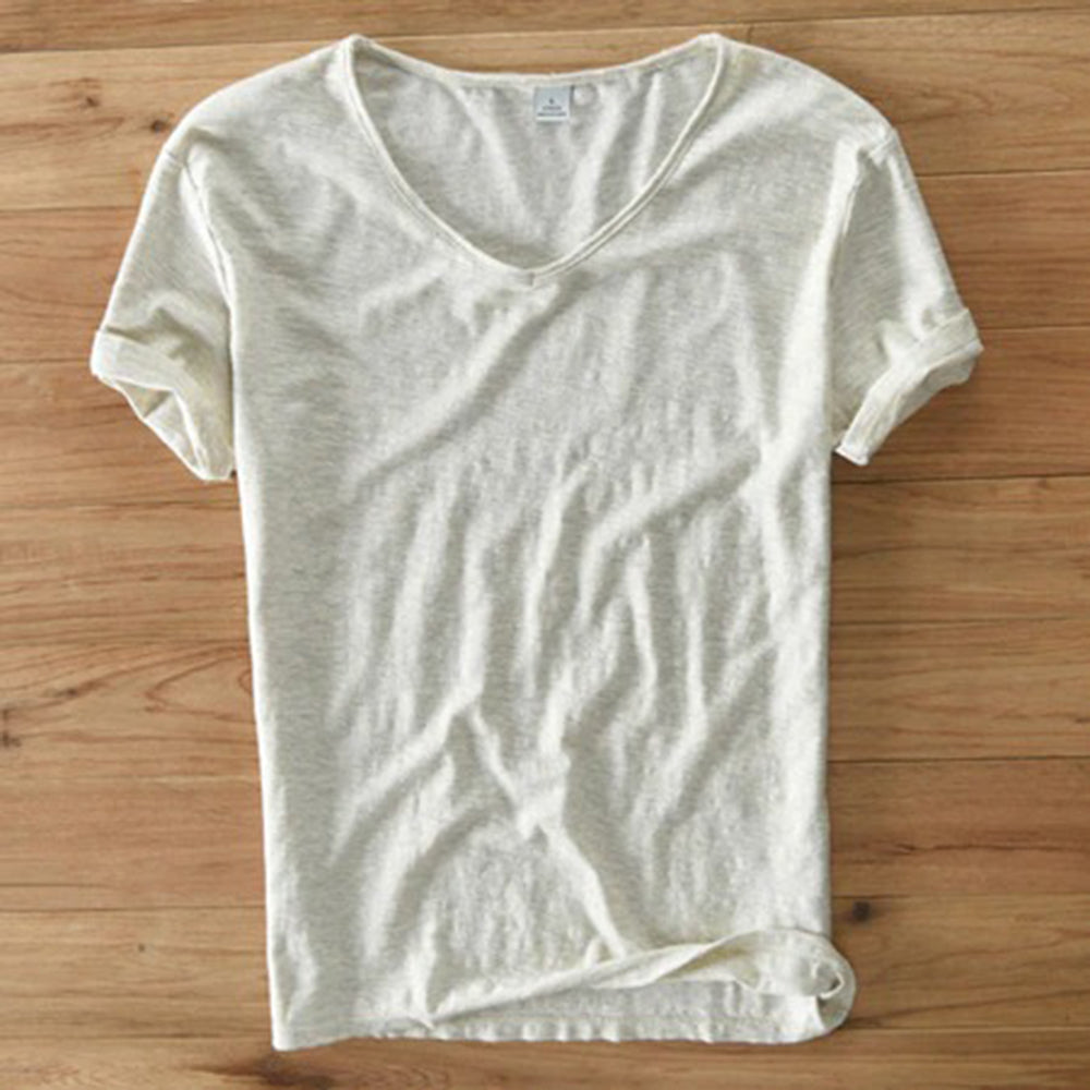 V-Neck T-Shirt | Lightweight | Short Sleeve | Summer Shirt | Men's T-Shirt-Fashion Men T-shirt Summer-Chaps of London-Khaki-M-Chaps of London