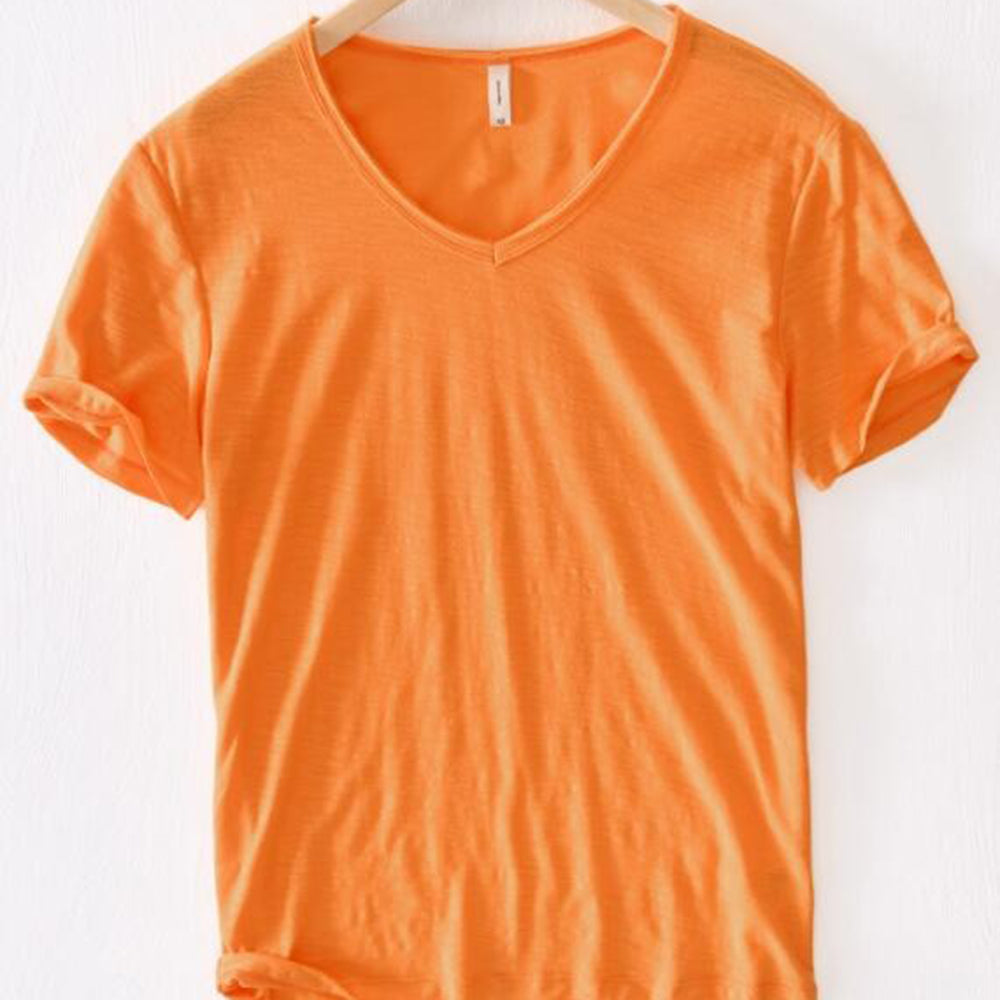 V-Neck T-Shirt | Lightweight | Short Sleeve | Summer Shirt | Men's T-Shirt-Fashion Men T-shirt Summer-Chaps of London-Orange-M-Chaps of London
