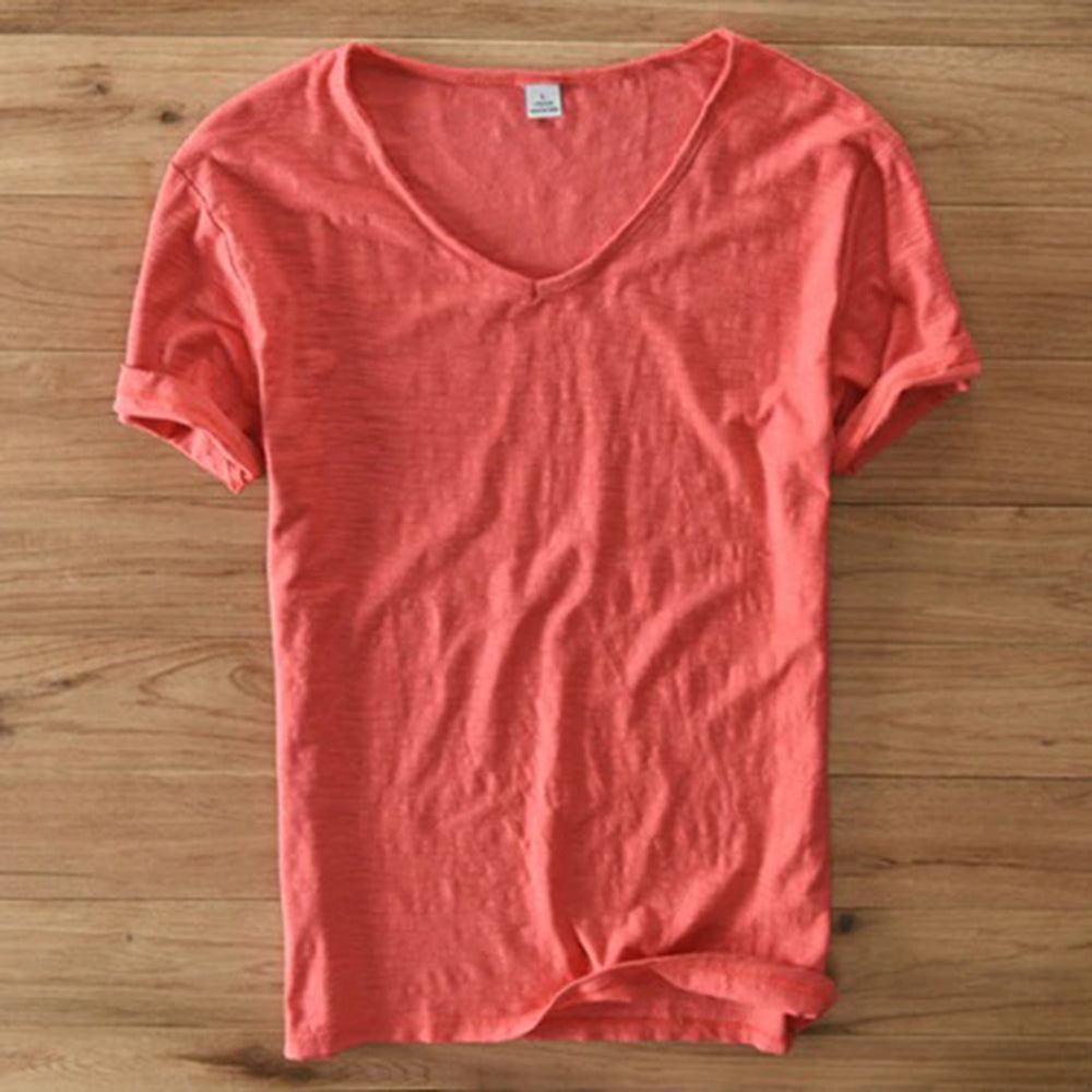 V-Neck T-Shirt | Lightweight | Short Sleeve | Summer Shirt | Men's T-Shirt-Fashion Men T-shirt Summer-Chaps of London-Red-M-Chaps of London
