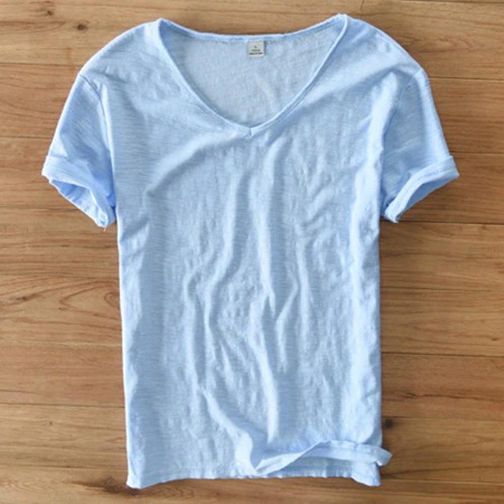 V-Neck T-Shirt | Lightweight | Short Sleeve | Summer Shirt | Men's T-Shirt-Fashion Men T-shirt Summer-Chaps of London-Sky Blue-M-Chaps of London