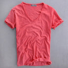 V-Neck T-Shirt - Men's Cotton Lightweight Slim Fit T-Shirt-Chaps of London-Pink-S-Chaps of London