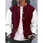 Varsity Jacket - Men's Casual Button-Up Baseball Bomber jacket-Bomber Jacket-Chaps of London-Burgundy-S-Chaps of London