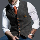 Vest - Single Breasted - Plaid - Waistcoat For Men - Tweed Vest-Chaps of London-Dark Gray-XS-Chaps of London