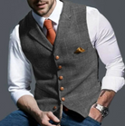 Vest - Single Breasted - Plaid - Waistcoat For Men - Tweed Vest-Chaps of London-Gray-XS-Chaps of London