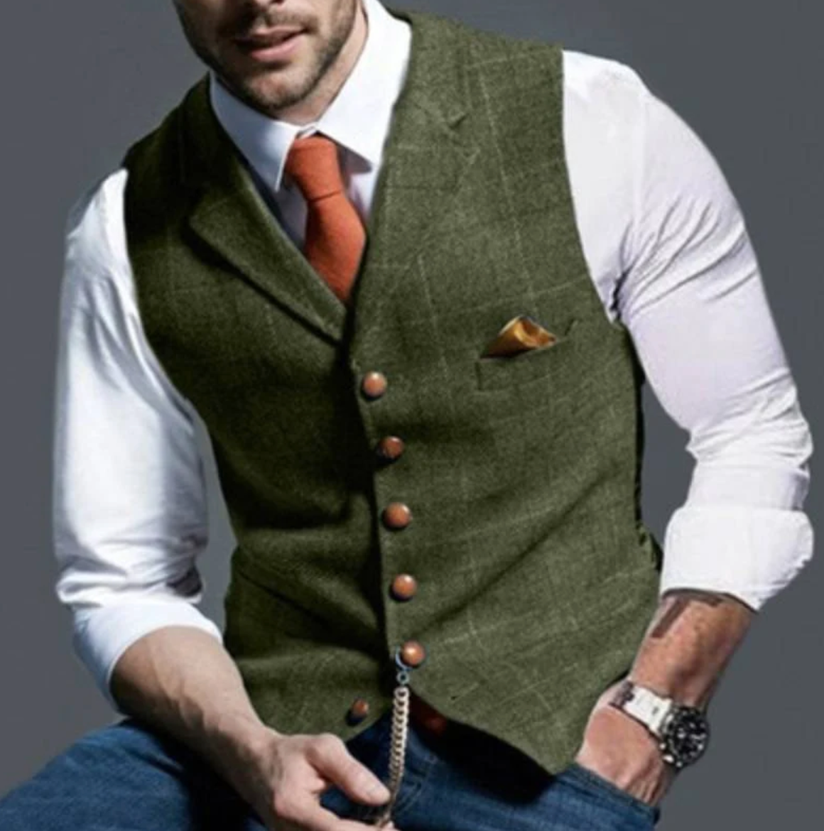 Green waistcoat mens online