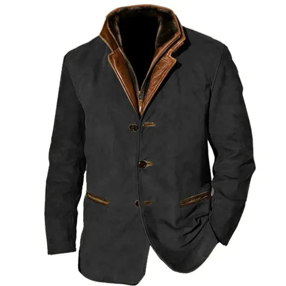 Vintage Jacket - Retro - Casual - Suede Jacket - Men's Jacket -Men Jackets-Chaps of London-Black-S-Chaps of London
