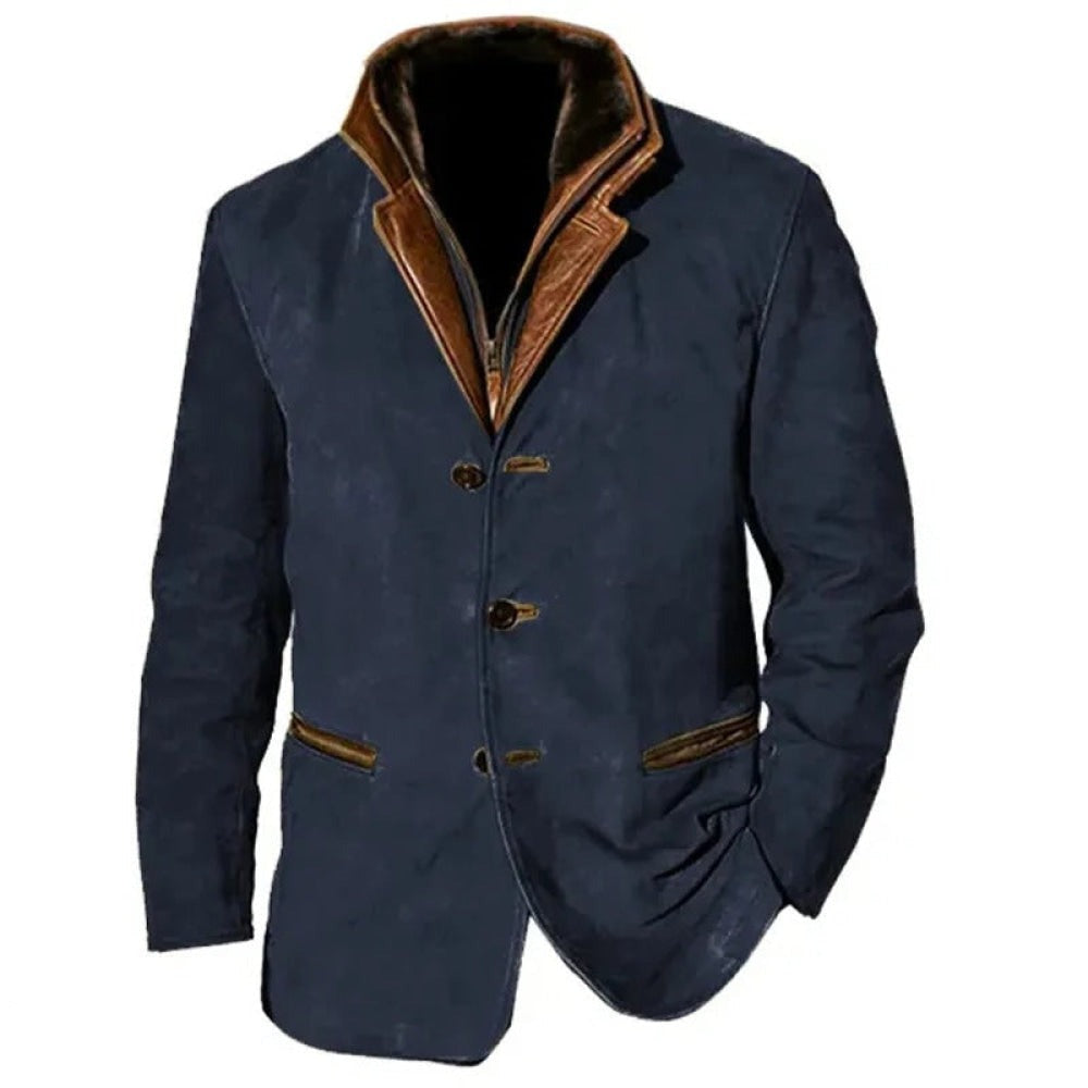 Vintage Jacket - Retro - Casual - Suede Jacket - Men's Jacket -Men Jackets-Chaps of London-Dark Blue-S-Chaps of London