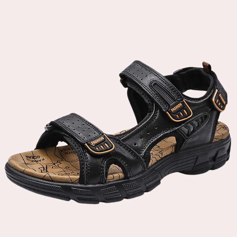 Walking Sandals - Men's Orthopedic Velcro Sport Sandals-Men Summer Sandal-Chaps of London-Black-39-Chaps of London