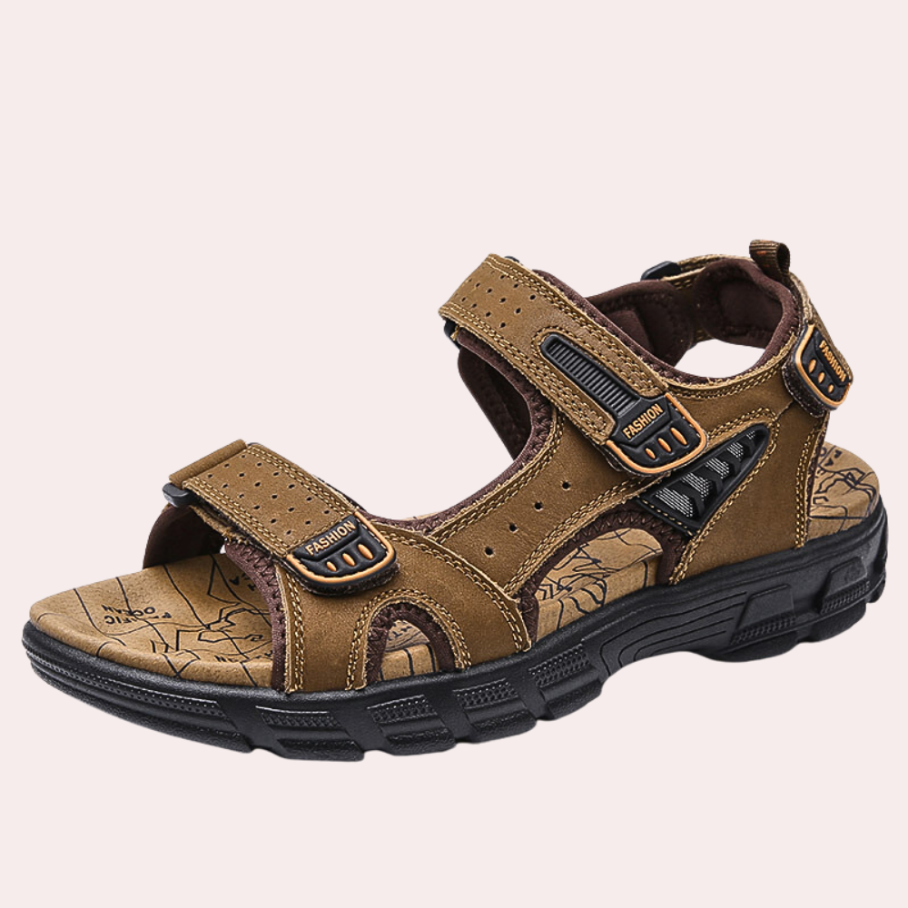 Walking Sandals - Men's Orthopedic Velcro Sport Sandals-Men Summer Sandal-Chaps of London-Brown-39-Chaps of London