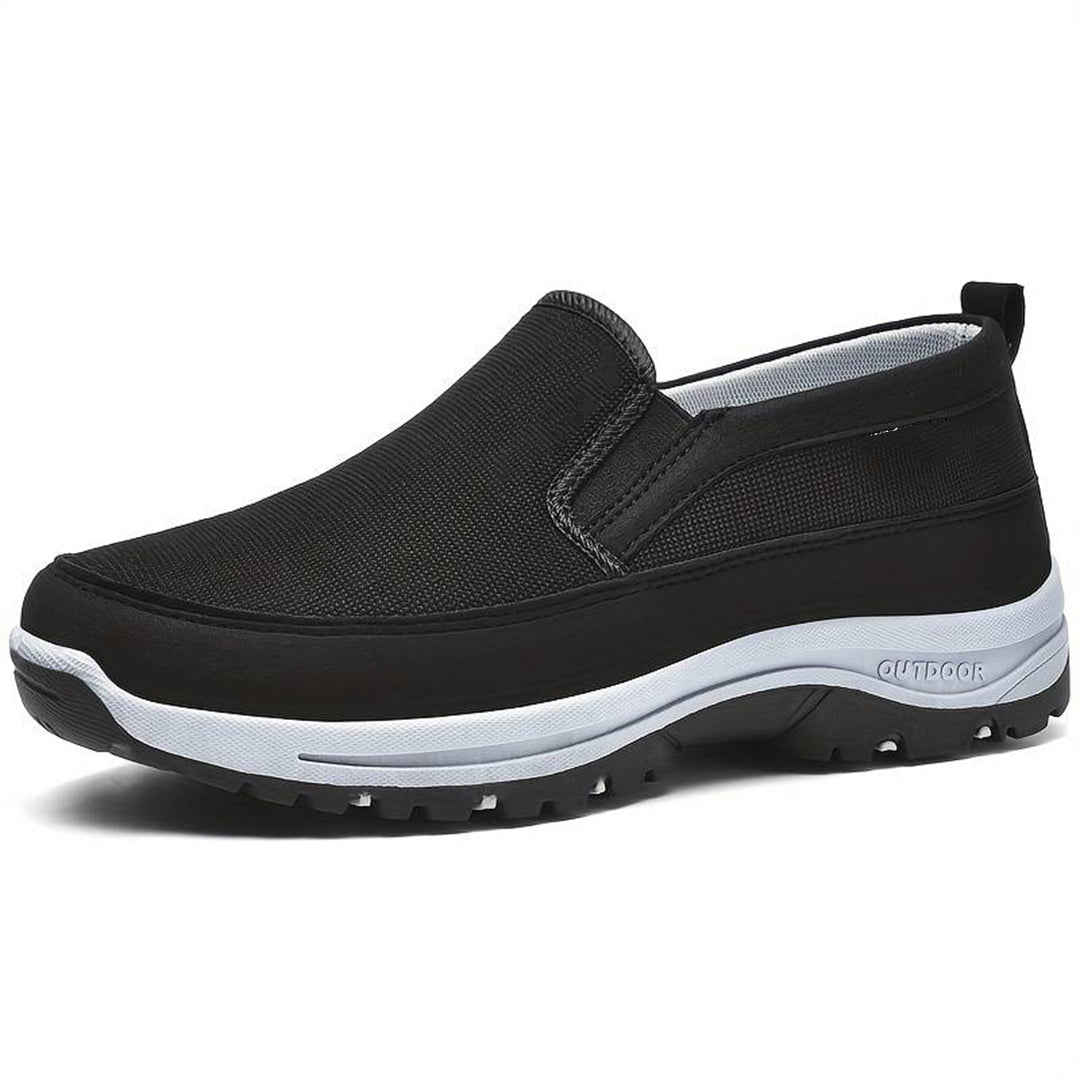 Walking Shoes - Men's Comfortable Thick Sole Slip-On Shoes-Chaps of London-Black-38-Chaps of London