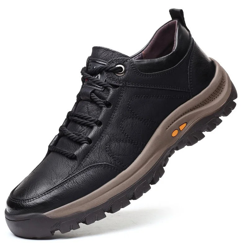 Walking Shoes - Men's Slip On Waterproof Leather Outdoor Shoes-Schoenen Man-Chaps of London-Black-39-Chaps of London