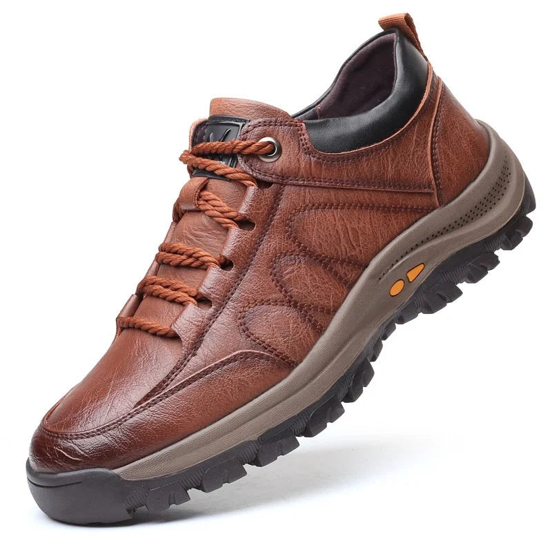 Walking Shoes - Men's Slip On Waterproof Leather Outdoor Shoes-Schoenen Man-Chaps of London-Brown-39-Chaps of London