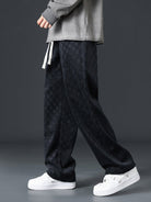 Wide Leg Joggers | Elastic Waist | Plaid | Loose Fit Pants | Men's Joggers-Chaps of London-Black-S-Chaps of London