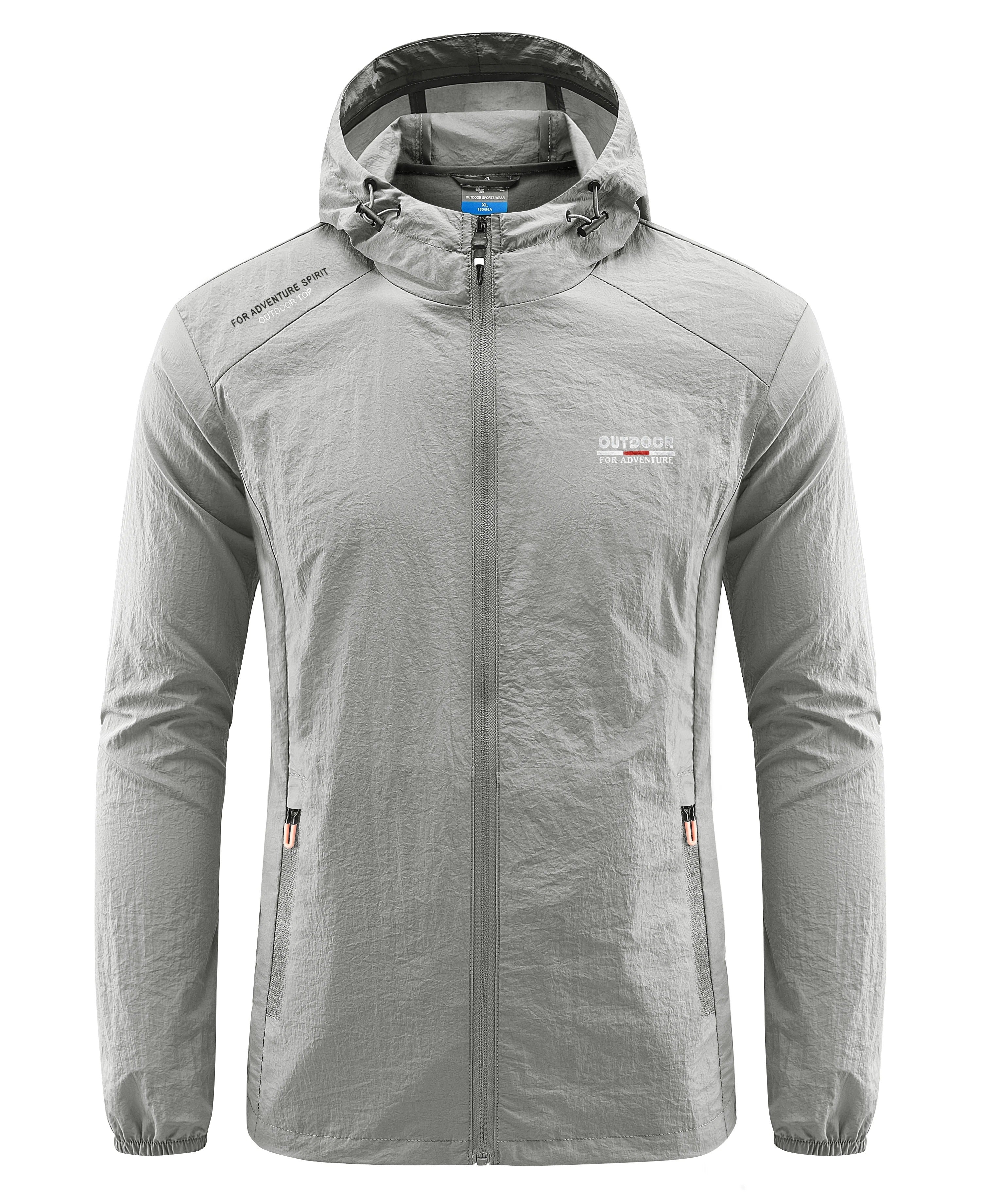 Windbreaker Jacket | Hooded | Lightweight | Waterproof Jacket Running | Men's Jacket-Men's Waterproof Running Jacket-Chaps of London-Light Gray-M-Chaps of London