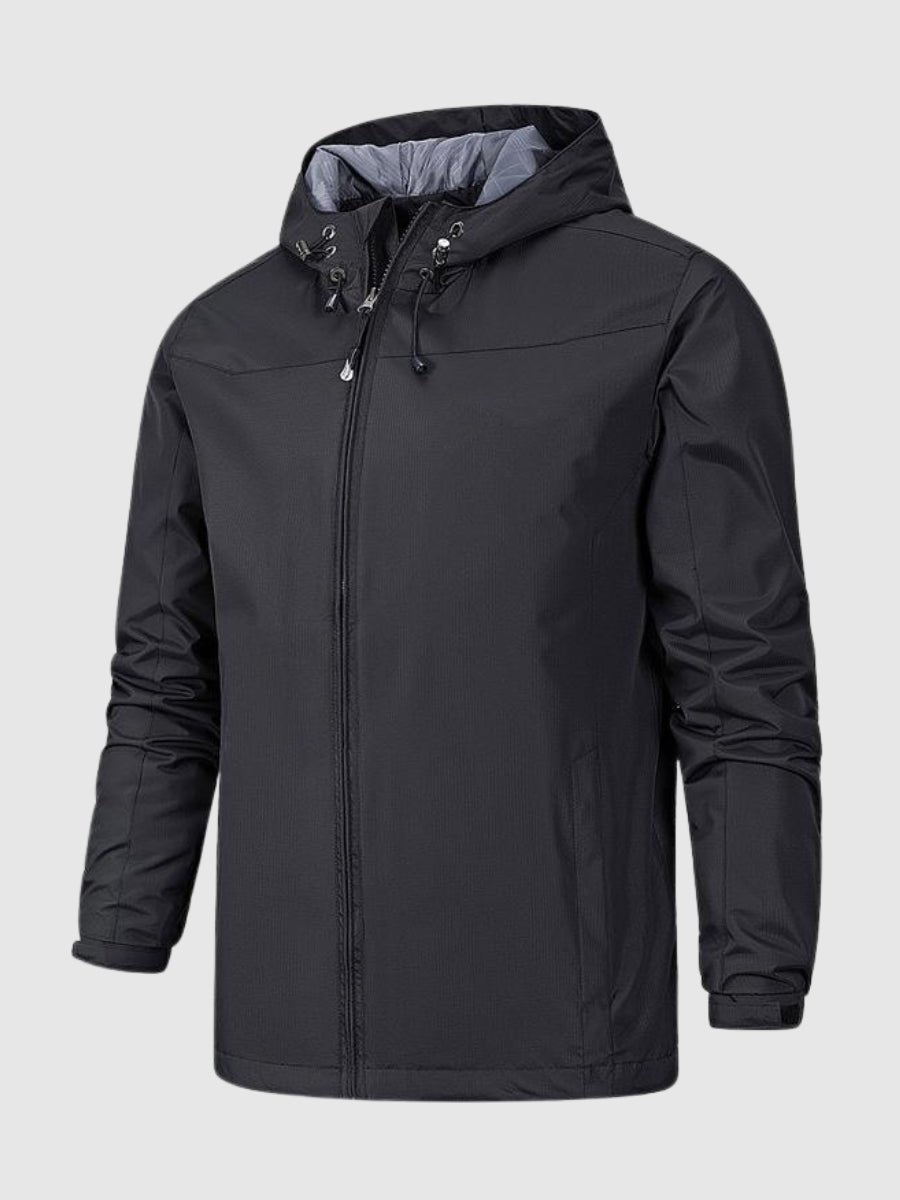 Windbreaker Jacket - Men's Hooded Outdoor Waterproof Jacket-Men's Waterproof Windbreaker Jacket-Chaps of London-Black-S-Chaps of London
