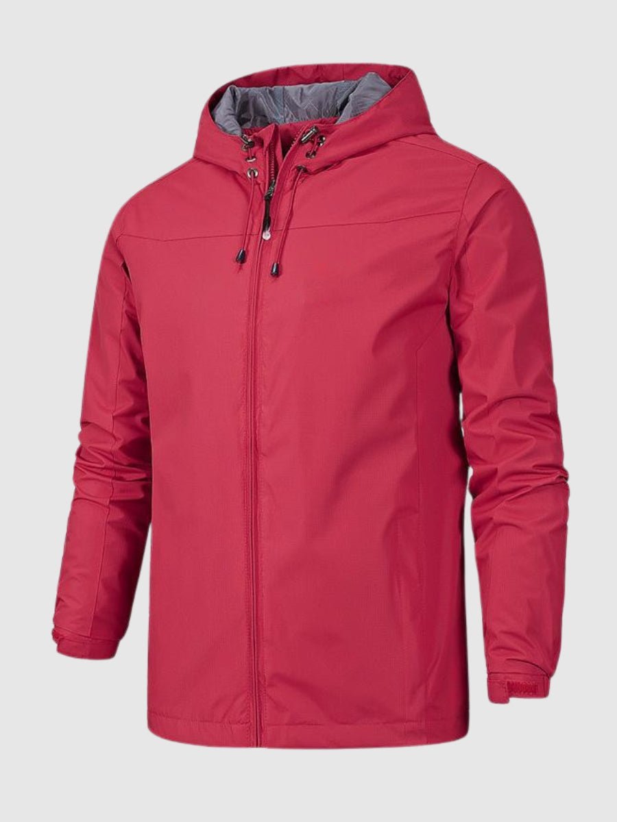 Windbreaker Jacket - Men's Hooded Outdoor Waterproof Jacket-Men's Waterproof Windbreaker Jacket-Chaps of London-Red-S-Chaps of London
