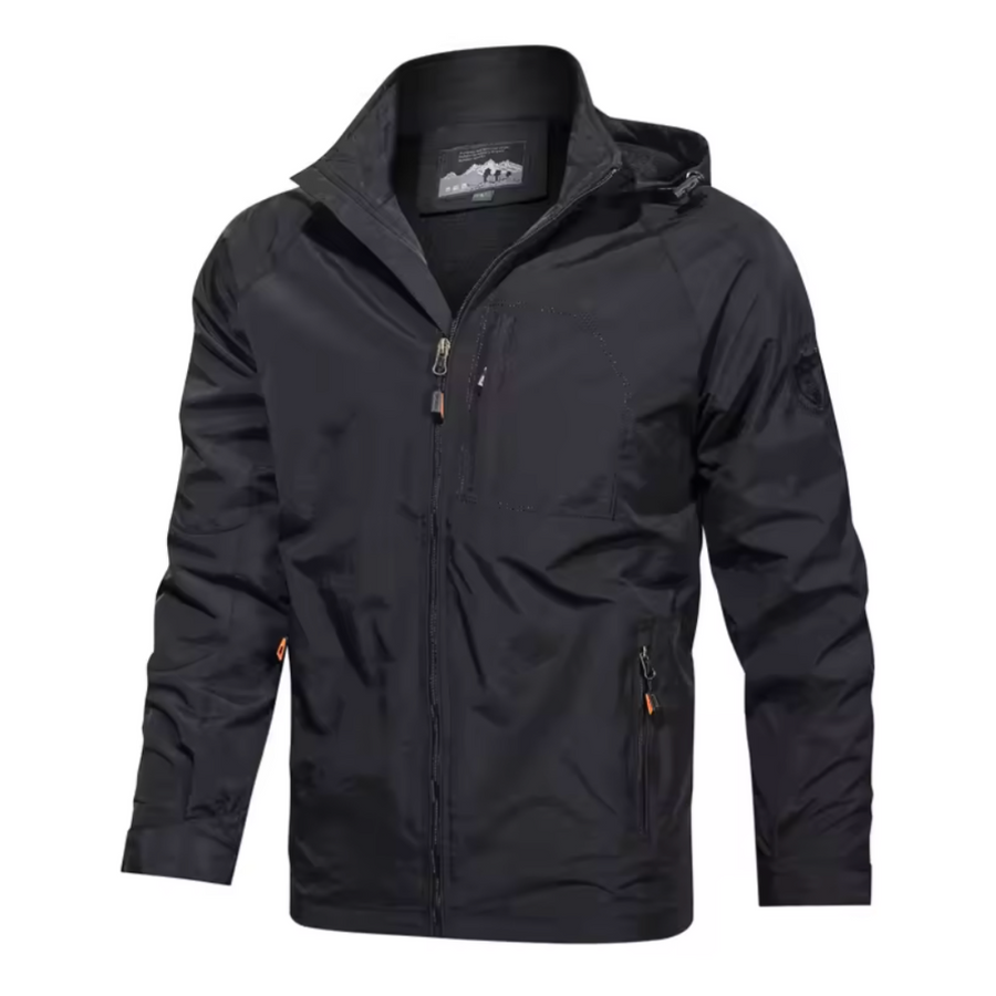 Windbreaker Jacket - Men's Hooded Waterproof Outdoor Jacket -Windbreaker Jacket-Chaps of London-Black-S-Chaps of London