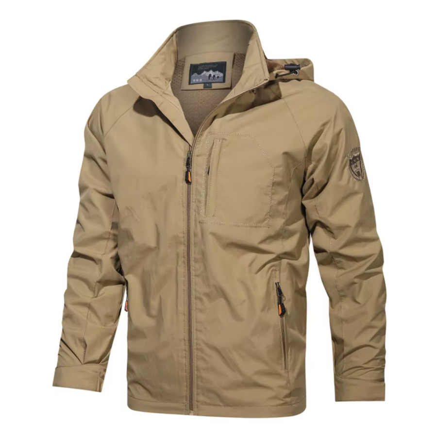Windbreaker Jacket - Men's Hooded Waterproof Outdoor Jacket -Windbreaker Jacket-Chaps of London-Khaki-S-Chaps of London