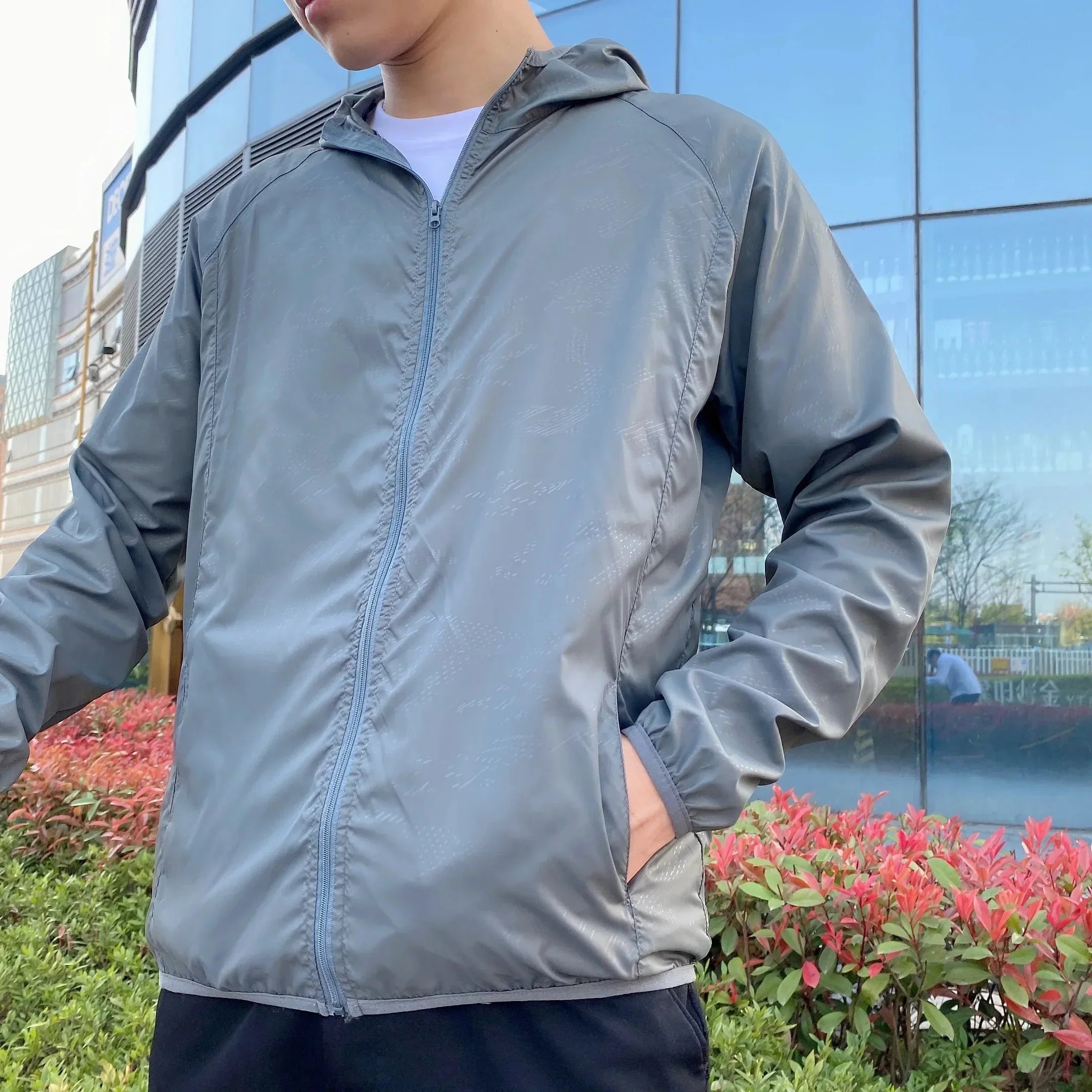 Windbreaker Jacket | Zip-Up | Hooded | Lightweight Jacket | Men's Jacket-Chaps of London-Gray-S-Chaps of London