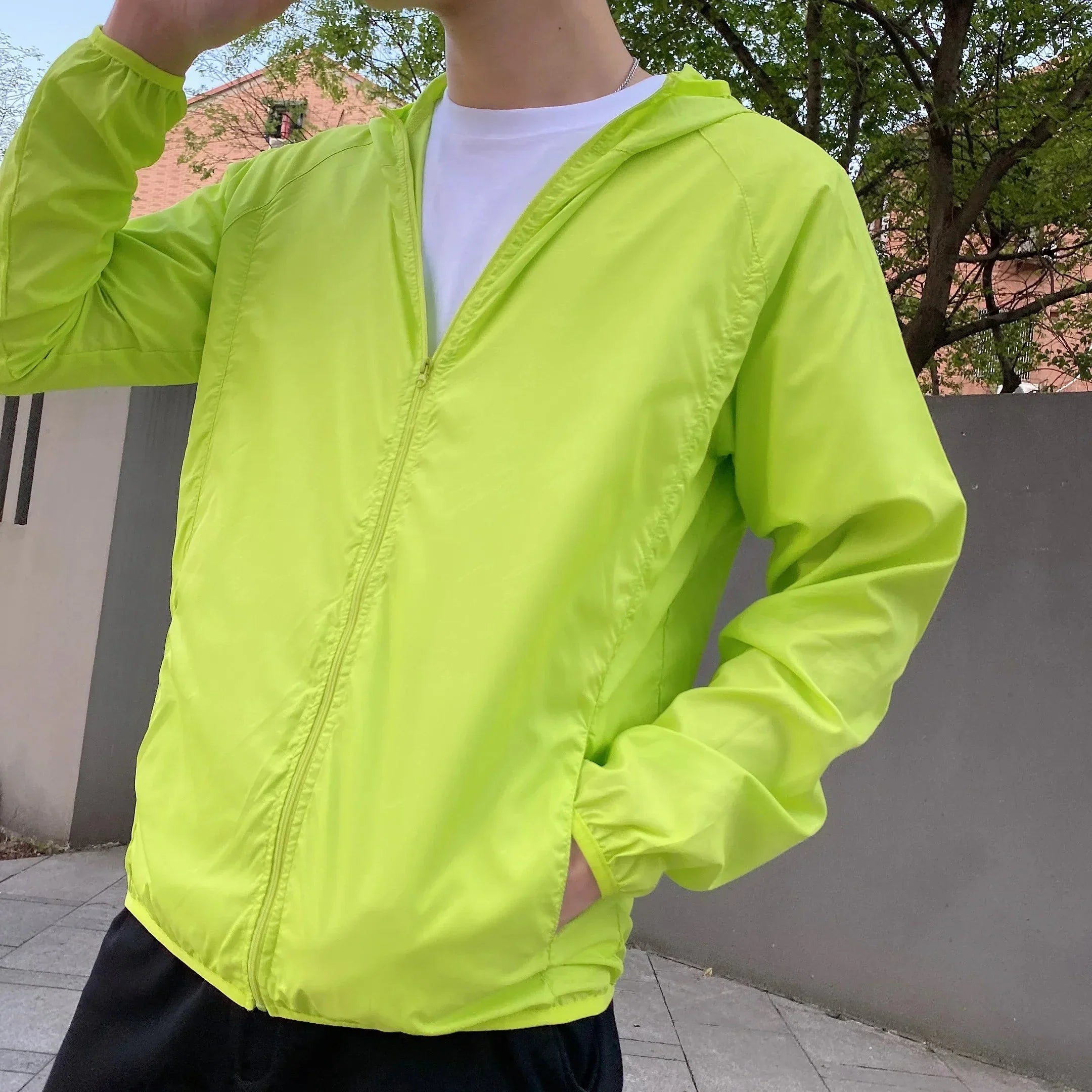 Windbreaker Jacket | Zip-Up | Hooded | Lightweight Jacket | Men's Jacket-Chaps of London-Light Green-S-Chaps of London