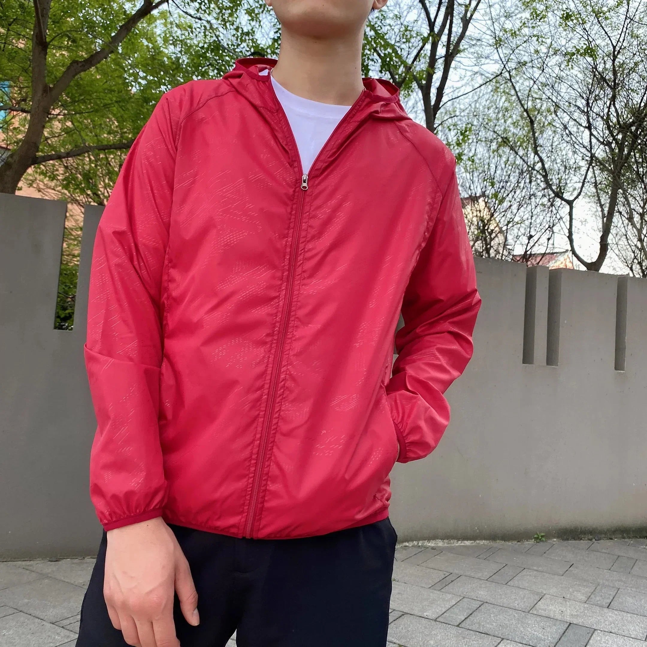 Windbreaker Jacket | Zip-Up | Hooded | Lightweight Jacket | Men's Jacket-Chaps of London-Red-S-Chaps of London