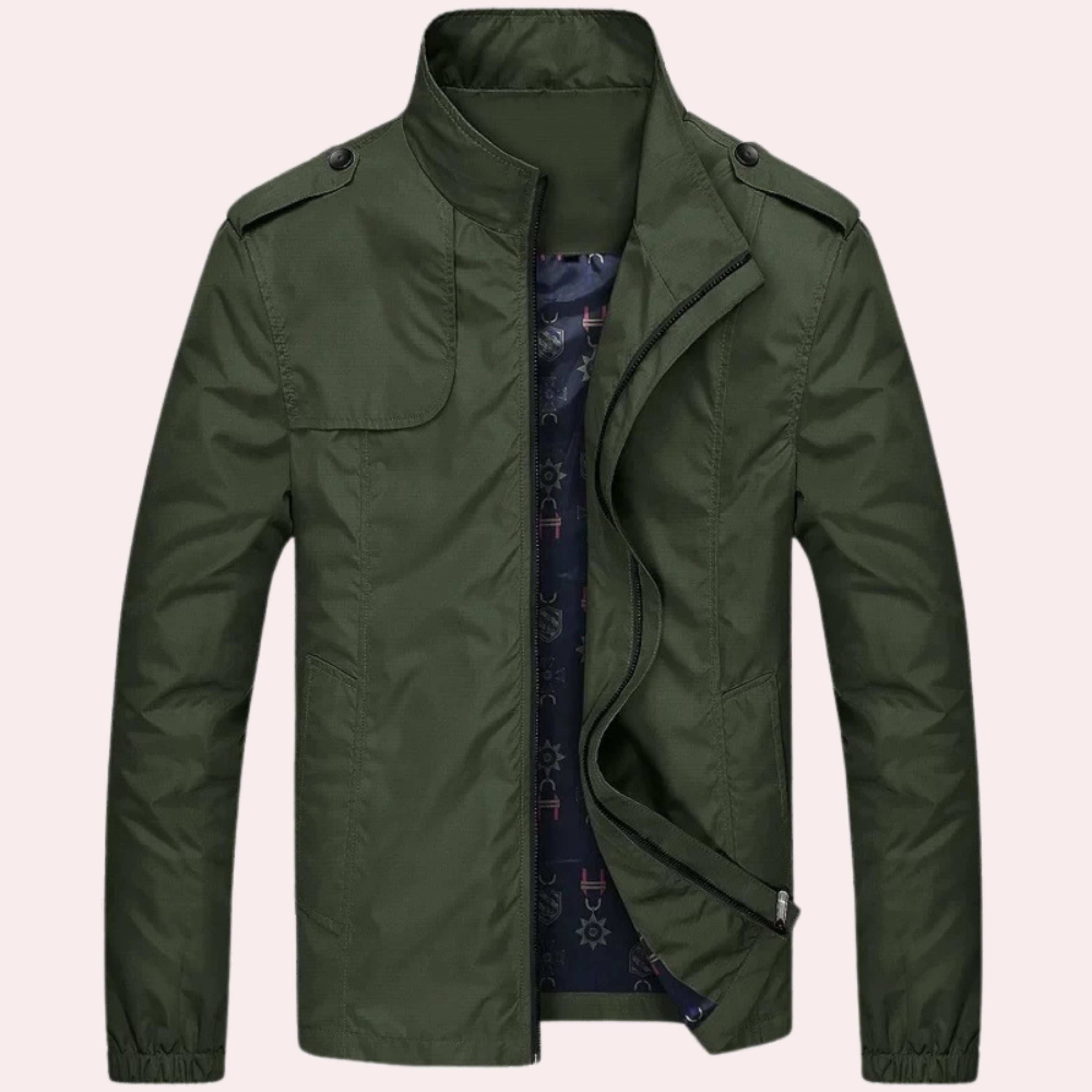 Windproof Jacket - Men's Casual Zip-Up Short Trench Jacket-Bomber Jacket-Chaps of London-Army Green-M-Chaps of London