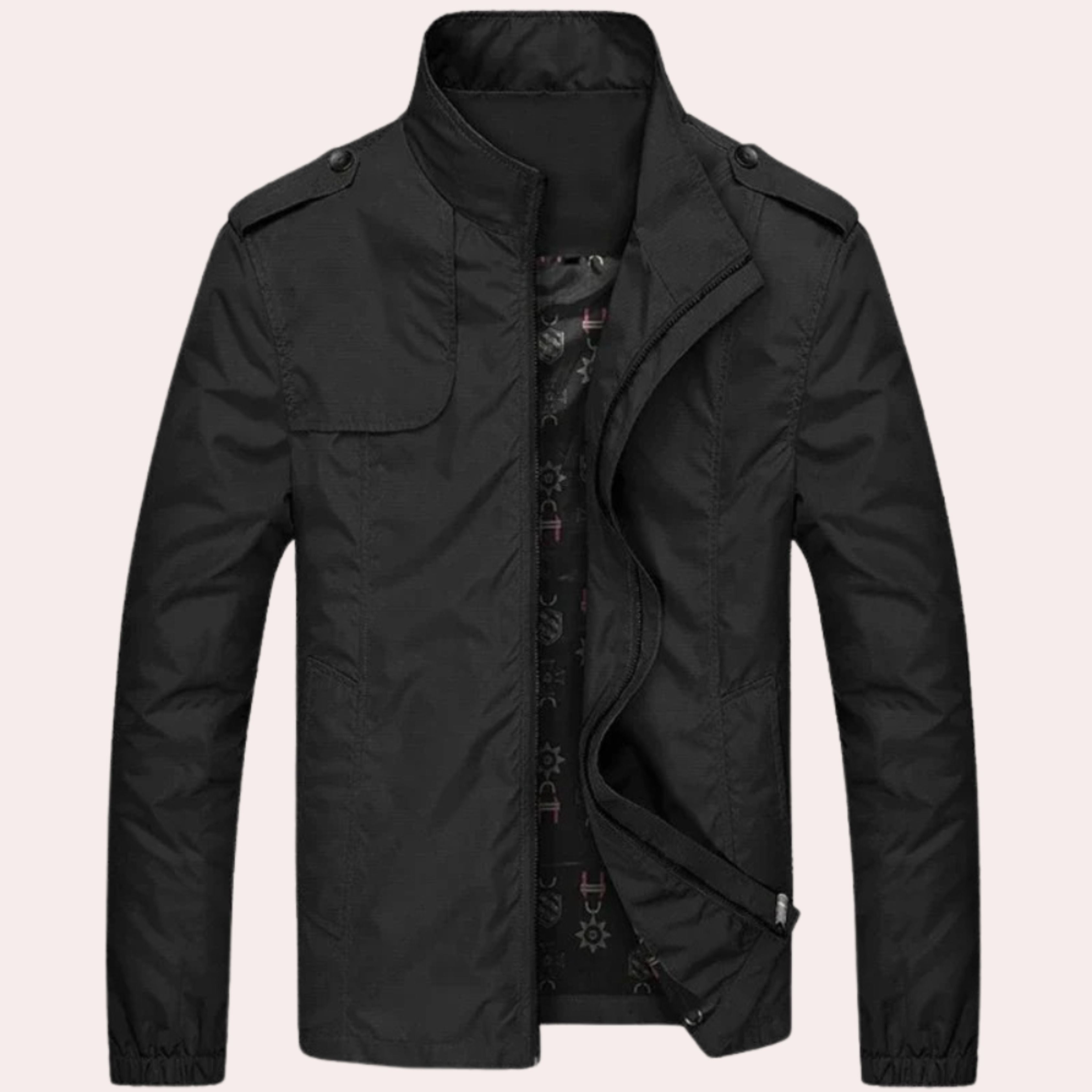Windproof Jacket - Men's Casual Zip-Up Short Trench Jacket-Bomber Jacket-Chaps of London-Black-M-Chaps of London