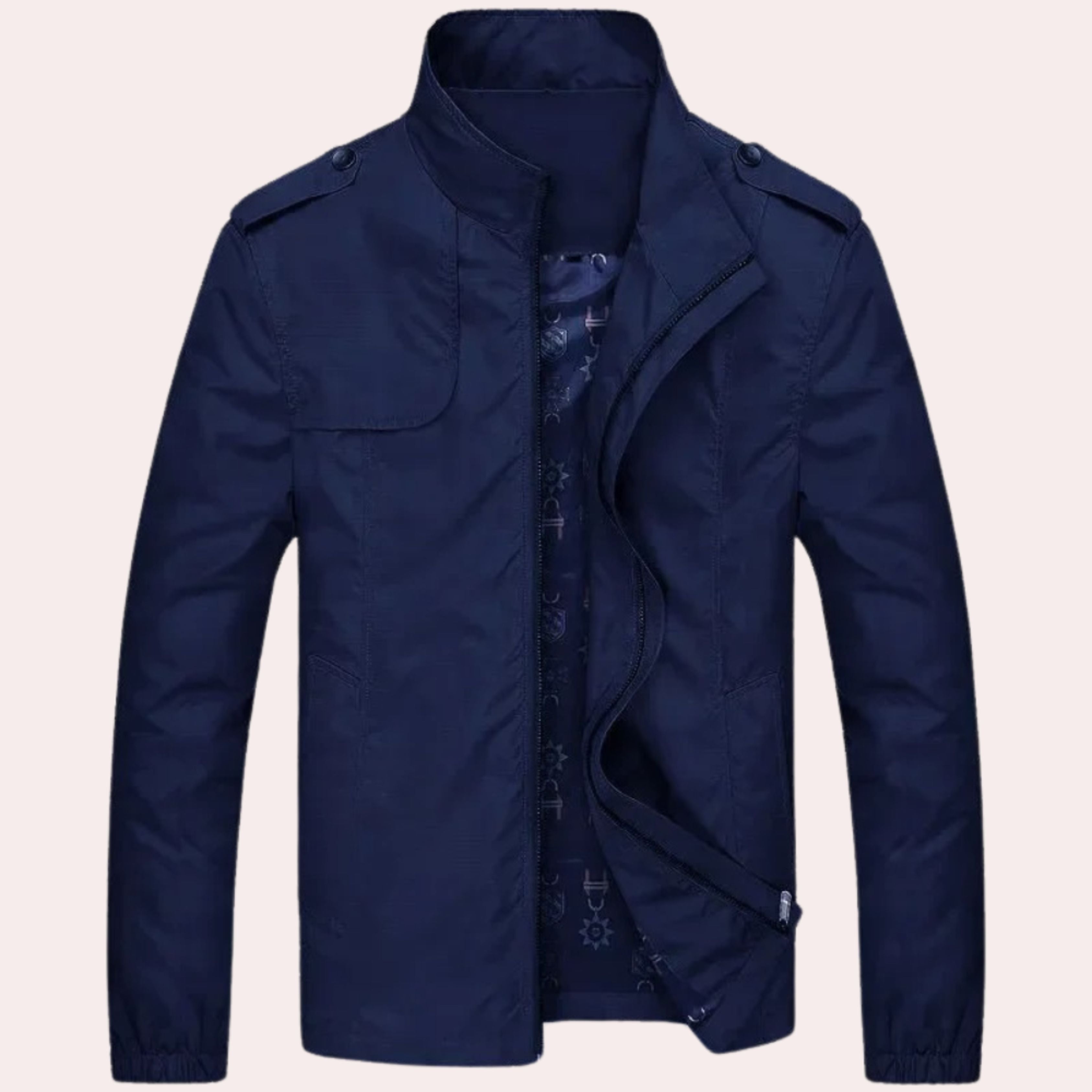 Windproof Jacket - Men's Casual Zip-Up Short Trench Jacket-Bomber Jacket-Chaps of London-Dark Blue-M-Chaps of London