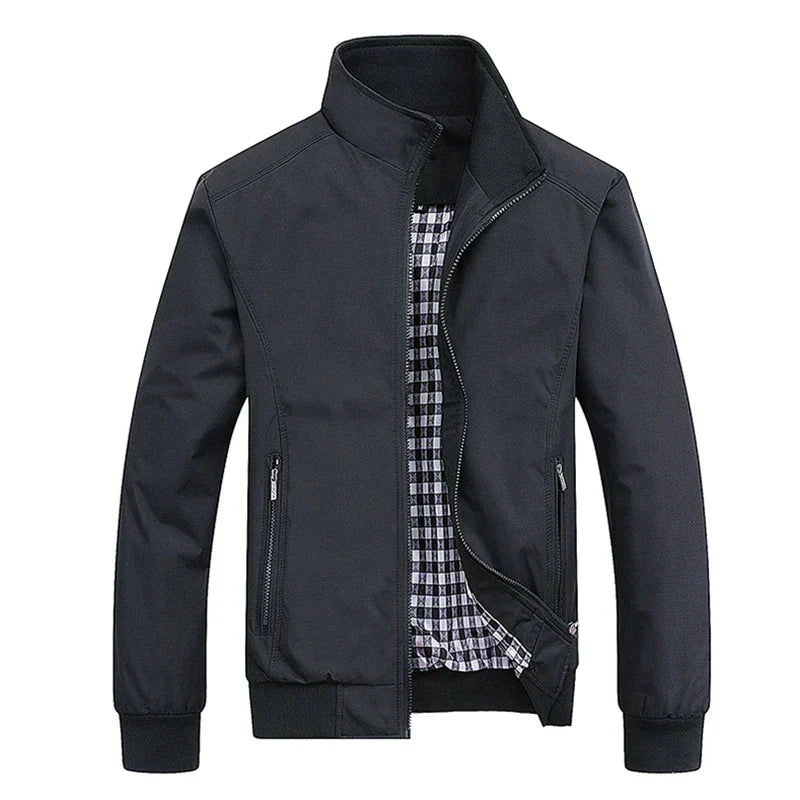 Windproof Jacket | Zip-Up | High Neck | Harrington Jacket | Men's Jacket-Chaps of London-Black-XS-Chaps of London