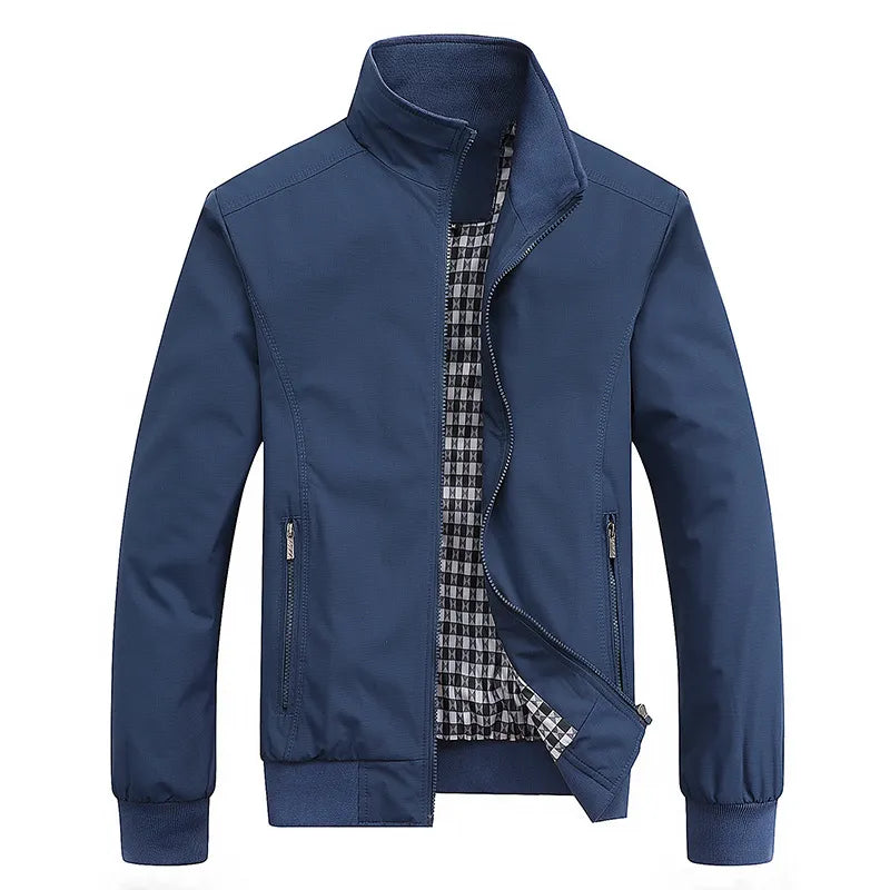 Windproof Jacket | Zip-Up | High Neck | Harrington Jacket | Men's Jacket-Chaps of London-Blue-XS-Chaps of London
