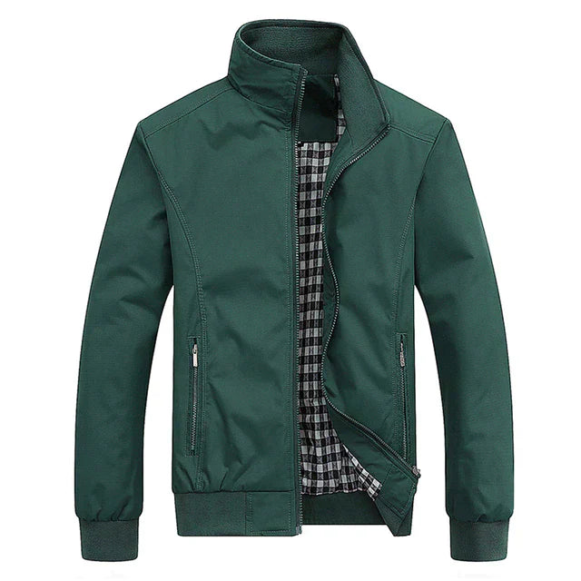 Windproof Jacket | Zip-Up | High Neck | Harrington Jacket | Men's Jacket-Chaps of London-Green-XS-Chaps of London