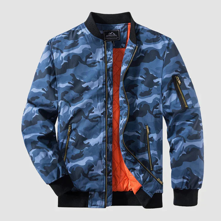 Windproof Jacket | Zip-Up | Lightweight | Bomber Jacket | Men's Jacket-Coats & Jackets-Chaps Herrenmode-Blue Camouflage-S-Chaps of London