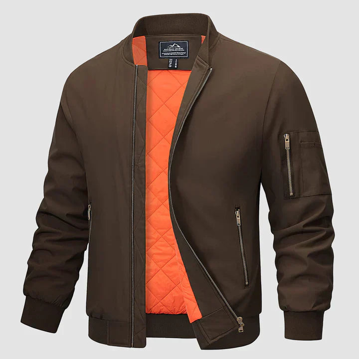 Windproof Jacket | Zip-Up | Lightweight | Bomber Jacket | Men's Jacket-Coats & Jackets-Chaps Herrenmode-Coffee-S-Chaps of London