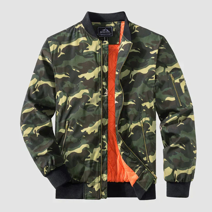 Windproof Jacket | Zip-Up | Lightweight | Bomber Jacket | Men's Jacket-Coats & Jackets-Chaps Herrenmode-Green Camouflage-S-Chaps of London