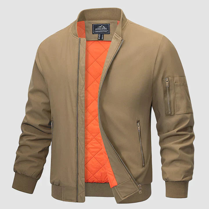Windproof Jacket | Zip-Up | Lightweight | Bomber Jacket | Men's Jacket-Coats & Jackets-Chaps Herrenmode-Khaki-S-Chaps of London